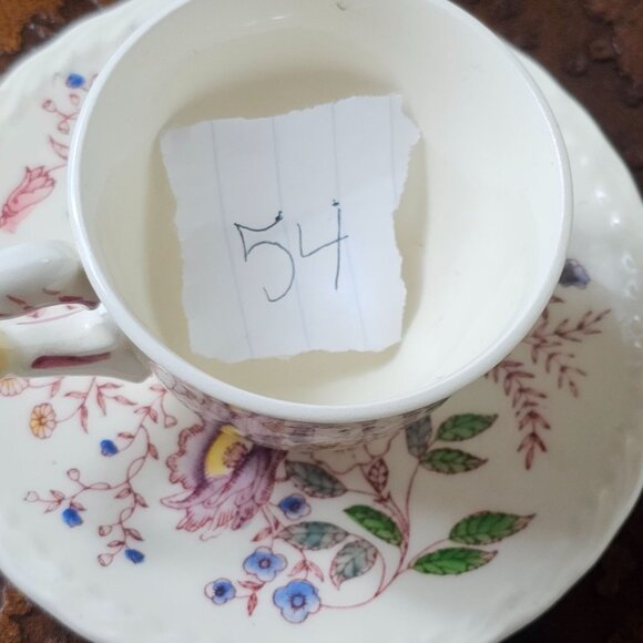 Vernon Kilns Vintage Floral Teacup Saucer Set Hand-Painted Made In USA - Picture 7 of 7